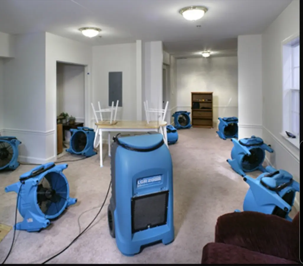 Air movers and dehumidifier setup for Water Extraction & Removal in Mount Vernon